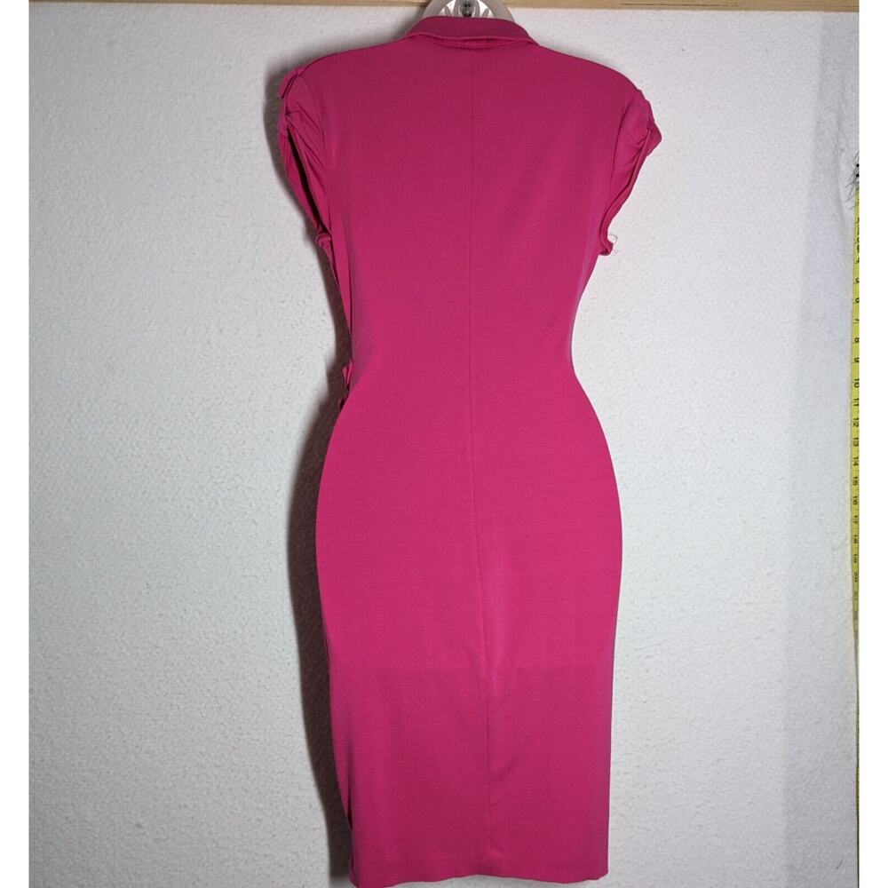 Vtg Cache Bodycon Dress Womens Sz Medium Hot Pink Barbiecore Stretch USA Rare - Picture 4 of 9